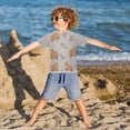 thumbnail image 3 of FORMRS Boys Rash Guard Short Sleeves Swim Shirt Quick Dry UPF 50+ Sun Protection, Sizes 3-12T, Cartoon Bear, 3 of 6