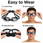 Adult Swim Goggles with Mirror Coated Lenses and Adjustable Strap for Pool and Training, TIKA