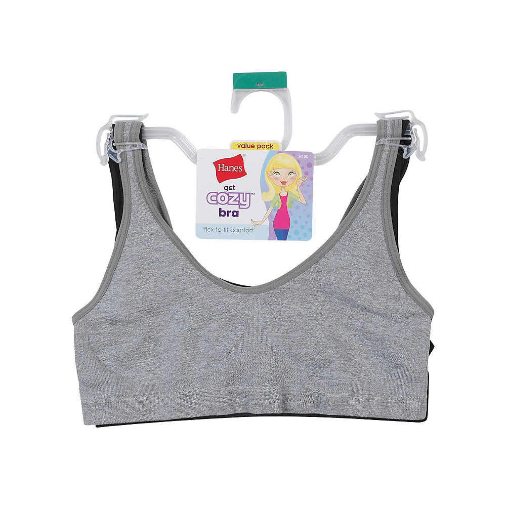 Hanes Hanes Girls Bras, 2 Pack Cozy WireFree Pullover Bra (Little