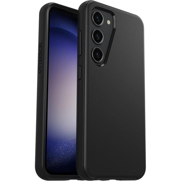OtterBox Galaxy S23 Symmetry Series Case - BLACK, ultra-sleek, wireless charging compatible, raised edges protect camera & screen