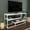 Ephesus White, variant on Lorin Double-Sided TV Stand - Bendire Black
