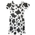 thumbnail image 4 of Suhoaziia Cow Print Twirl Bodysuit Dress Baby Round Neck Stretchy Twirly Skater Dress for Playing Outdoor,Midi Length Aesthetic Toddler Girls Dress Up Size 7Y-8Y, 4 of 5