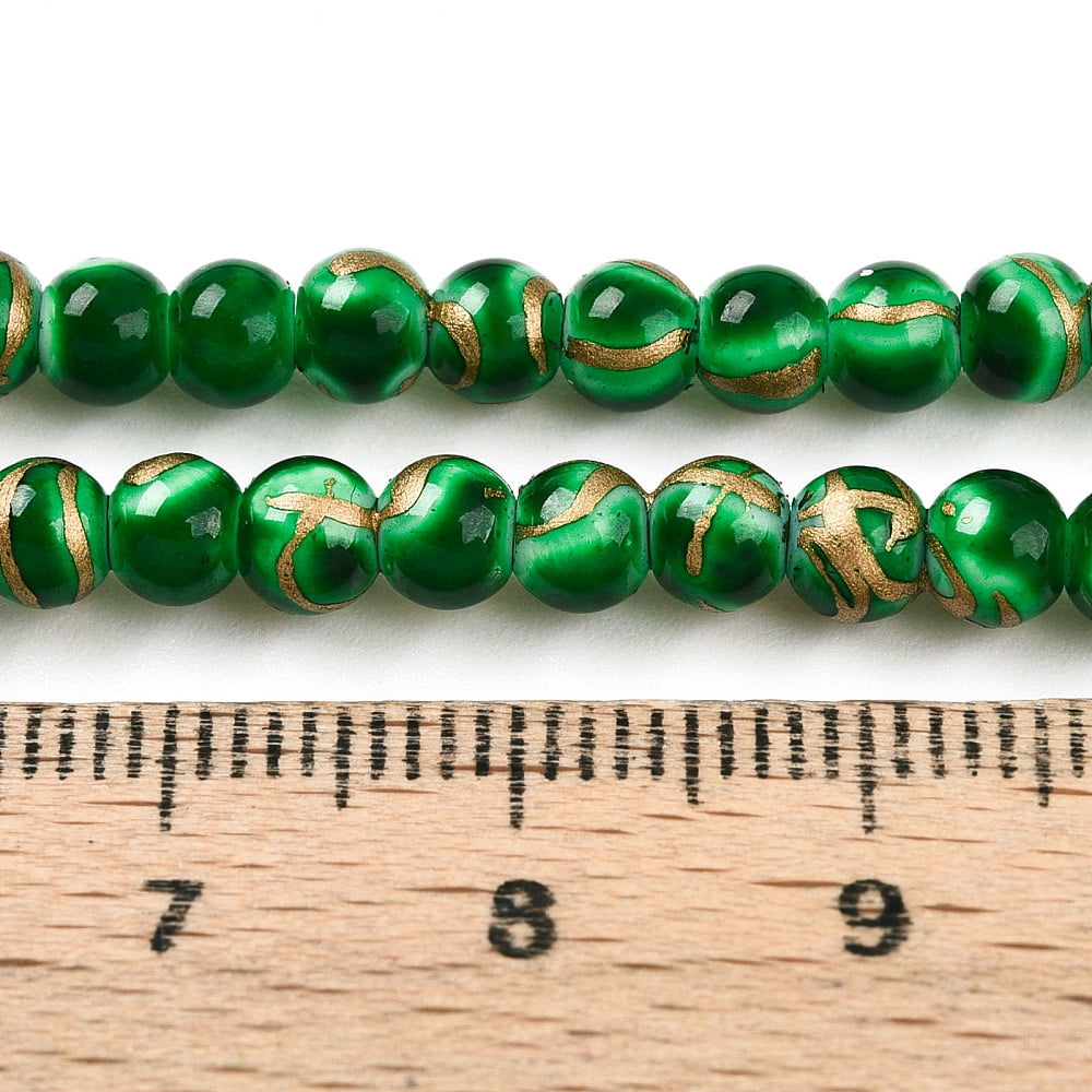 Baking Painted Glass Beads Strands Round Drawbench Style Green 4~4.5mm Hole: 0.8mm about 201~209pcs/strand 31.10~32.28 inch(79~82cm) DIY