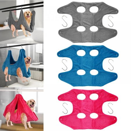 ZOELNIC S Pet Dog Cat Grooming Hammock Helper Restraint Bag for Bating Nail Trimming Gray