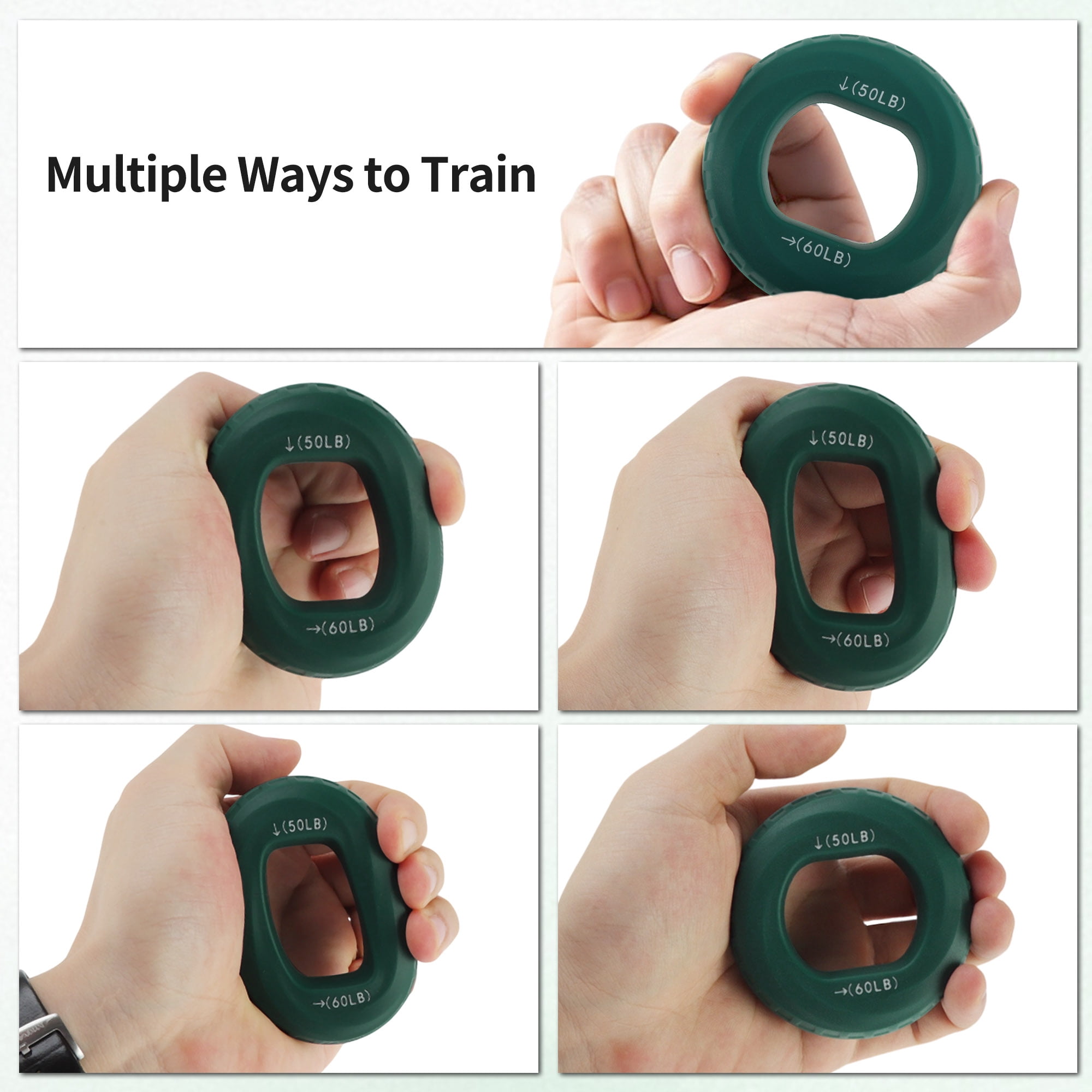 Unique Bargains Adjustable Strength Grip Hand Grip Strengthener Circle Army Green, Red