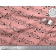 thumbnail image 2 of Soimoi Orange Modal Satin Fabric Notes Musical Instrument Print Sewing Fabric Yard 42 Inch Wide, 2 of 3