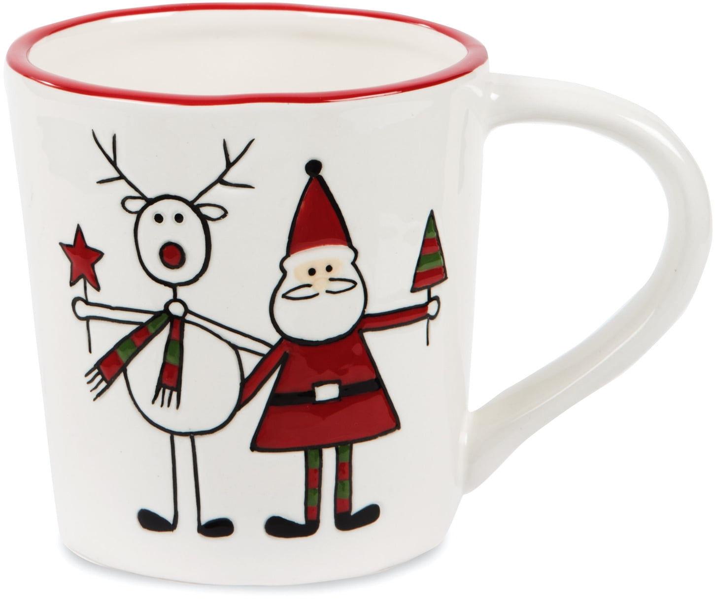 Holiday Hoopla Santa and Reindeer 12oz Ceramic Christmas Mug