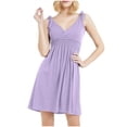 thumbnail image 1 of FAIWAD Robe pour Femme Grande Taille Tendance Froncée à Col en V Robe Débardeur Été Décontractée Sans Manches Fluide Évasée Mini Robes, 1 of 3