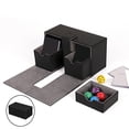 thumbnail image 1 of Colección multifunción Cajas de tarjetas comerciales Estuche organizador de 3 cajones para fútbol Baloncesto Hockey Tarjetas deportivas Tarjetas de juego Recolección de cupones Negro Hugo Caja de almacenamiento de tarjetas, 1 of 10