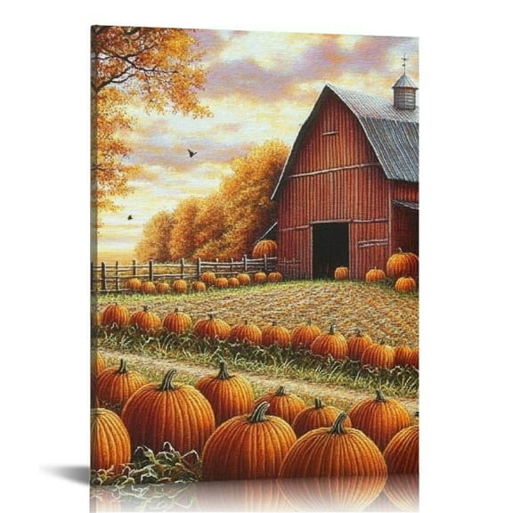 Patifu Pumpkins Wall Art Canvas Thanksgiving Day Home Decor 12x16 in