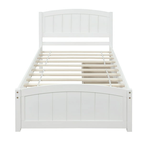 Trundle Twin Bed With Two Drawers, White Bed With Trundle Twin