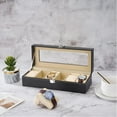 thumbnail image 3 of 6 Slot PU Leather Watch Box Display Case Jewelry Organizer with Glass Top, 3 of 6