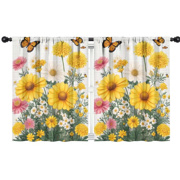Blackout Kids Curtains,Flowers and Butterflies Childrens Insulated Curtains Set Of 2,Bedroom Essentials,Toddler Room Decor 42x54in(106x137cm)