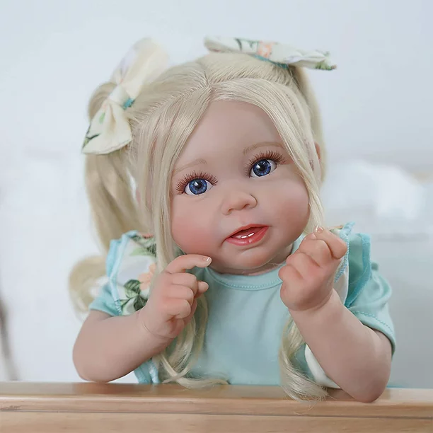 Reborn Toddler Dolls Girl Lifelike 24 inch 60cm Silicone Vinyl Doll Soft Cotton Body with Curly Hair Fashion Dolls Outfit Birthday Gift for 並行輸入品 RSG Lifelike Reborn Baby Dolls - 18\u0027\u0027 Baby Dolls Soft Cloth Body