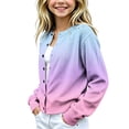 thumbnail image 3 of Cethrio Girls Knitted Cardigans, Gradient Color Button Front Fall Winter Long Sleeve Fall Winter Sweater Size 5-6 Years Blue, 3 of 5