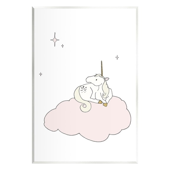 Stupell Industries Casual Unicorn Laying on Cloud Watching Nighttime Stars Graphic Art Unframed Art Print Wall Art, Design by Sweet Melody Designs