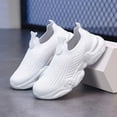 thumbnail image 4 of Djtdsds Kids Solid Color Knit Slip-On Sneakers Breathable Lightweight Casual Running Shoes Size:6.5-7 Years, 4 of 6