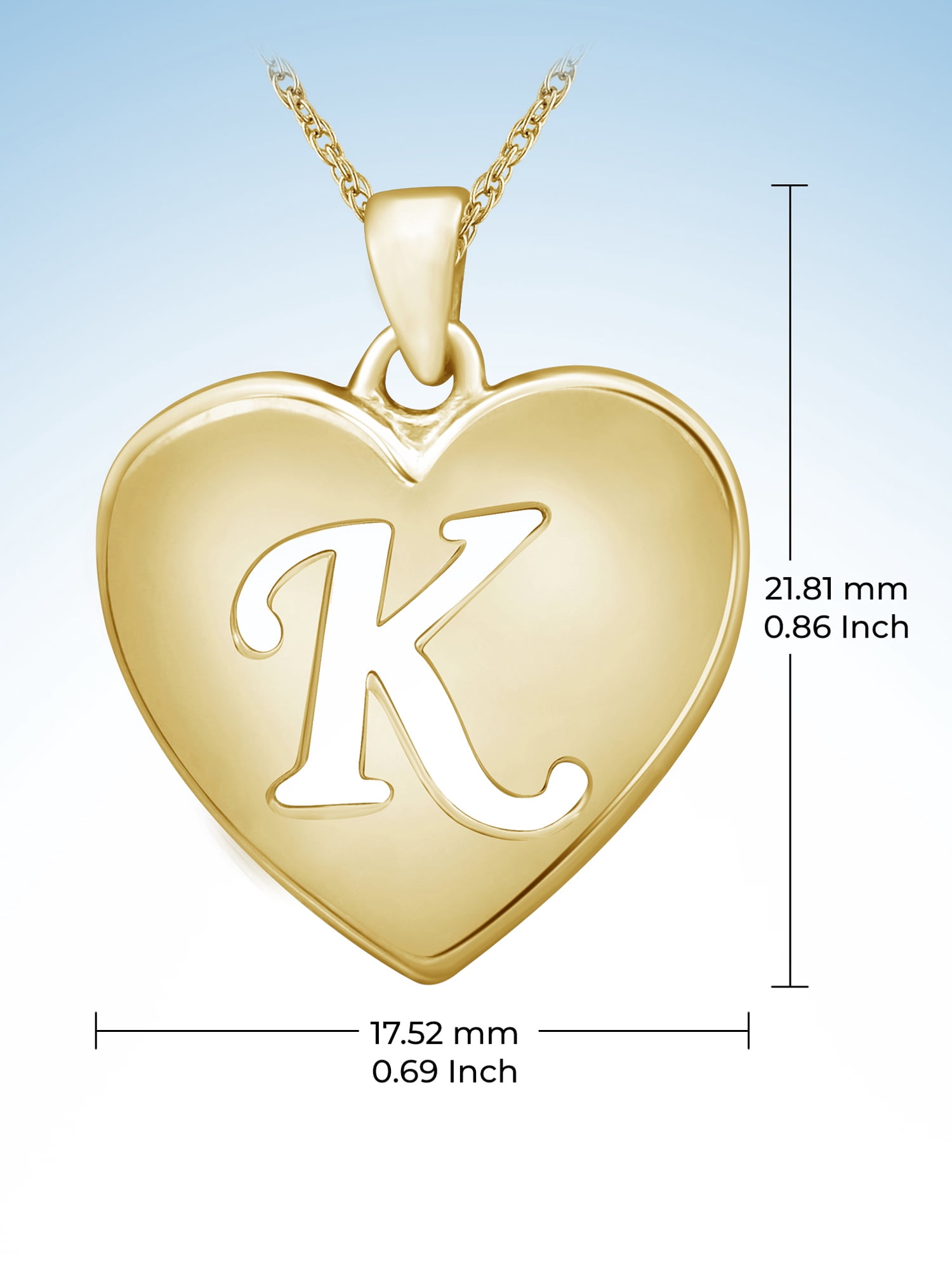 JewelersClub Initial Letter Pendant for Women|Customizable 14K Gold over Silver K Alphabet Monogram Necklaces for Girls|Cursive Script Capital Letters|Personalized Jewelry Gift for Her