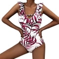 thumbnail image 2 of Gibobby Traje de baño de una pieza Trajes de baño con hombros descubiertos para mujer Trajes de baño con volantes vintage Trajes de baño para niñas adole(Rojo,XL), 2 of 5
