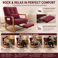 thumbnail image 3 of Homefun Corduroy Rocking Chair Wood Frame with Footrest Adjustable Back Storage Pocket for Nursery Living Room,Wine Red, 3 of 7