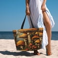 thumbnail image 4 of KLL Vintage Cloud Mushroom Print Large Beach Tote Bag Women Waterproof Sandproof Zipper Beach Tote Bag for Pool Gym Grocery Travel with Wet Pocket, 4 of 7