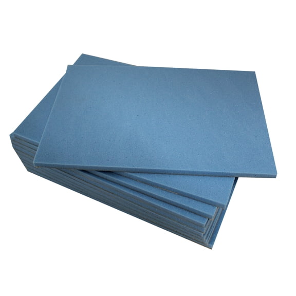 Blue Memory Foam Padding, Self Adhesive, 12'' x 8'' x 3/8'', Set of 10