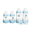 MAM Newborn Essentials "Feed & Soothe" Set (6-Piece), Easy Start Anti-Colic Baby Bottles, 0-2 Month Pacifier, Baby Shower Gifts for Baby Boy, Blue
