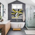 thumbnail image 3 of Yellow Geometric Kitchen Curtains 63 Inch Length, Gray Black Retro Abstract Stripes Lines Grommet Top Bedroom Living Room Curtains, Light Filtering Cafe Curtain Drapes 2 Panels Set 104''x63'', 3 of 9