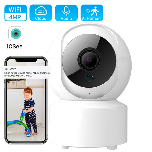 ANBIUX-cámara IP WiFi de 4MP, Monitor de bebé inalámbrico de 1080P, cámara de videovigilancia de seguimiento ia de 3MP, Mini cámara de seguridad CCTV para interiores