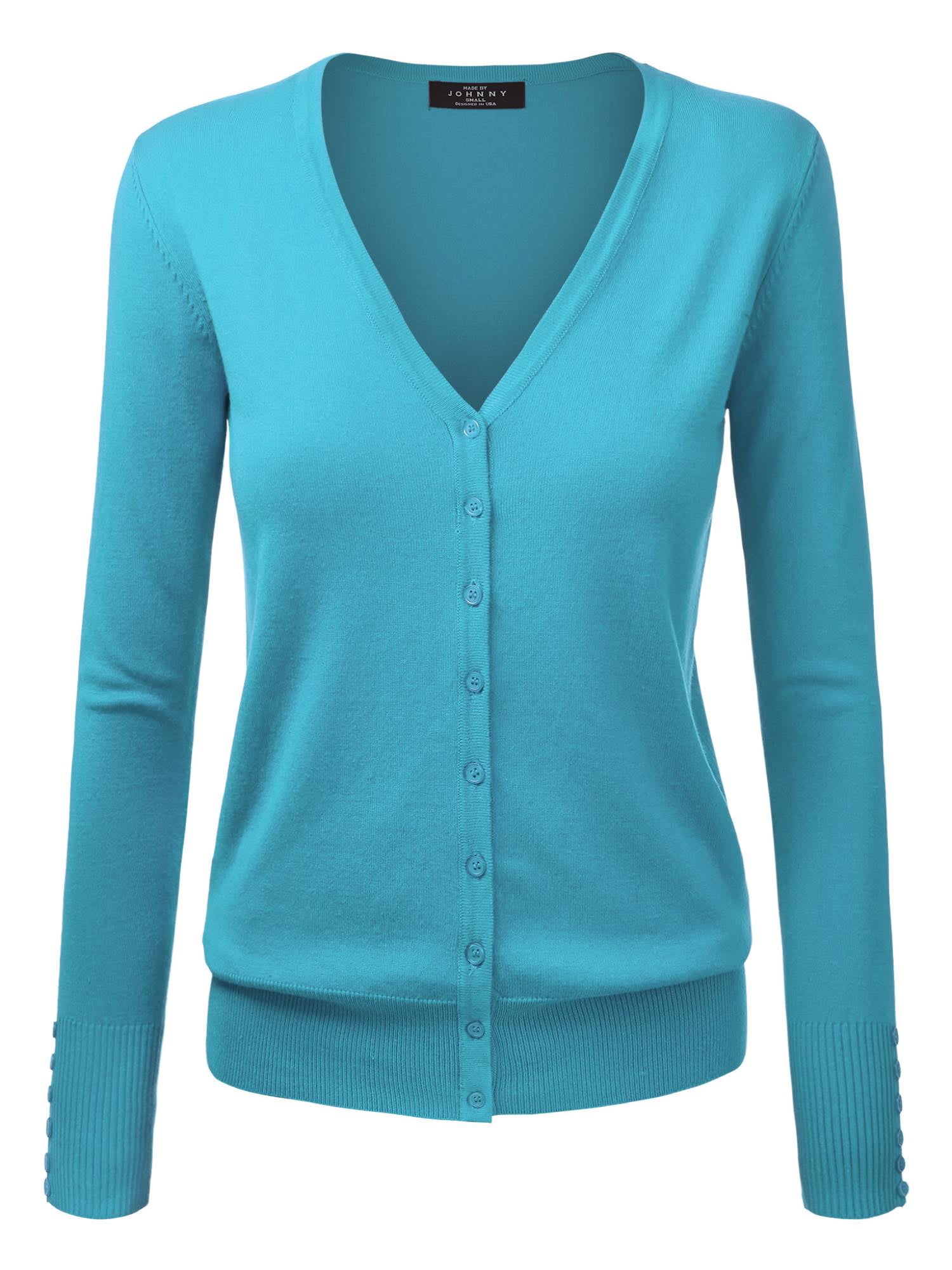 MBJ WSK780 Womens Keep It Classic V Neck Cardigan XXL AQUA