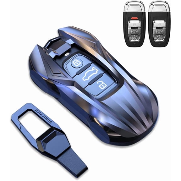 Key Fob Cover Compatible with Fit for Audi R8 Q5 Q7 S3 S4 S5 S6 S7 S8 SQ5 RS5 RS7 A4 A5 A6 A7 A8, Zinc Alloy, Smart Key Fob Case Holder Shell, Keychain, Keychain Case Holder Protector,1