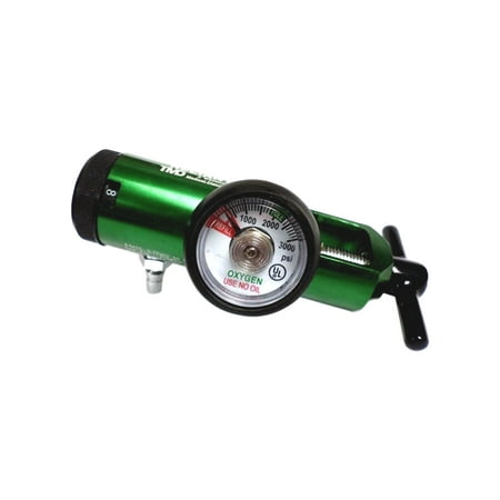Drive CTU-18301GM Medical CGA 870 Mini Oxygen Regulator 0-8 LPM Barb Outlet GRN