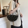 thumbnail image 6 of HUISZJ Faux Suede Rivet Shoulder Bag, Women Underarm Bag with Zipper, Studded Crossbody Bag for School Work Shopping Travel (Black), 6 of 10