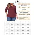thumbnail image 6 of Unique Bargains Women's Plus Size Round Neck Long Sleeved T-Shirts Loose Tunic Blouses 4X Burgundy, 6 of 6