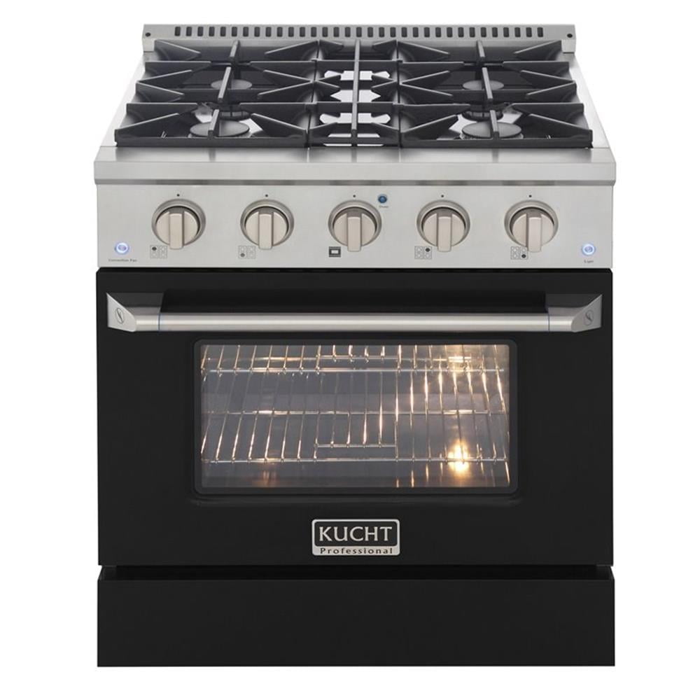 Pemberly Row 30" Stainless Steel Propane Gas Range in Black/Silver