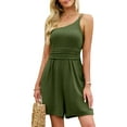 thumbnail image 1 of VISgogo Mono sin mangas para mujer con un hombro, piernas sueltas sólidas Decoración plisada Ropa de verano VISgogo  moda, 1 of 4
