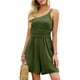 thumbnail image 1 of VISgogo Mono sin mangas para mujer con un hombro, piernas sueltas sólidas Decoración plisada Ropa de verano VISgogo  moda, 1 of 4
