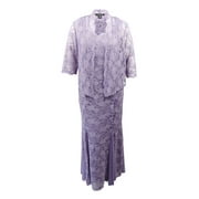 R&M Richards Women's Plus Size Lace Gown and Jacket (18W, Lilac)