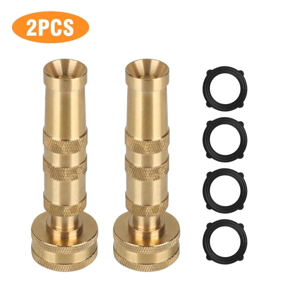 2pcs High Pressure Hose Nozzle, Lead-Free Brass Nozzle for Car and Garden, Heavy Duty Adjustable Twist Water Sprayer from Spray to Jet, Solid Brass Hose Nozzle for Standard Hose