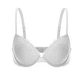 thumbnail image 4 of Deyllo Women's Lace Push Up Padded Plunge Add Cups Underwire Lift Up Bra, White 36C, 4 of 8