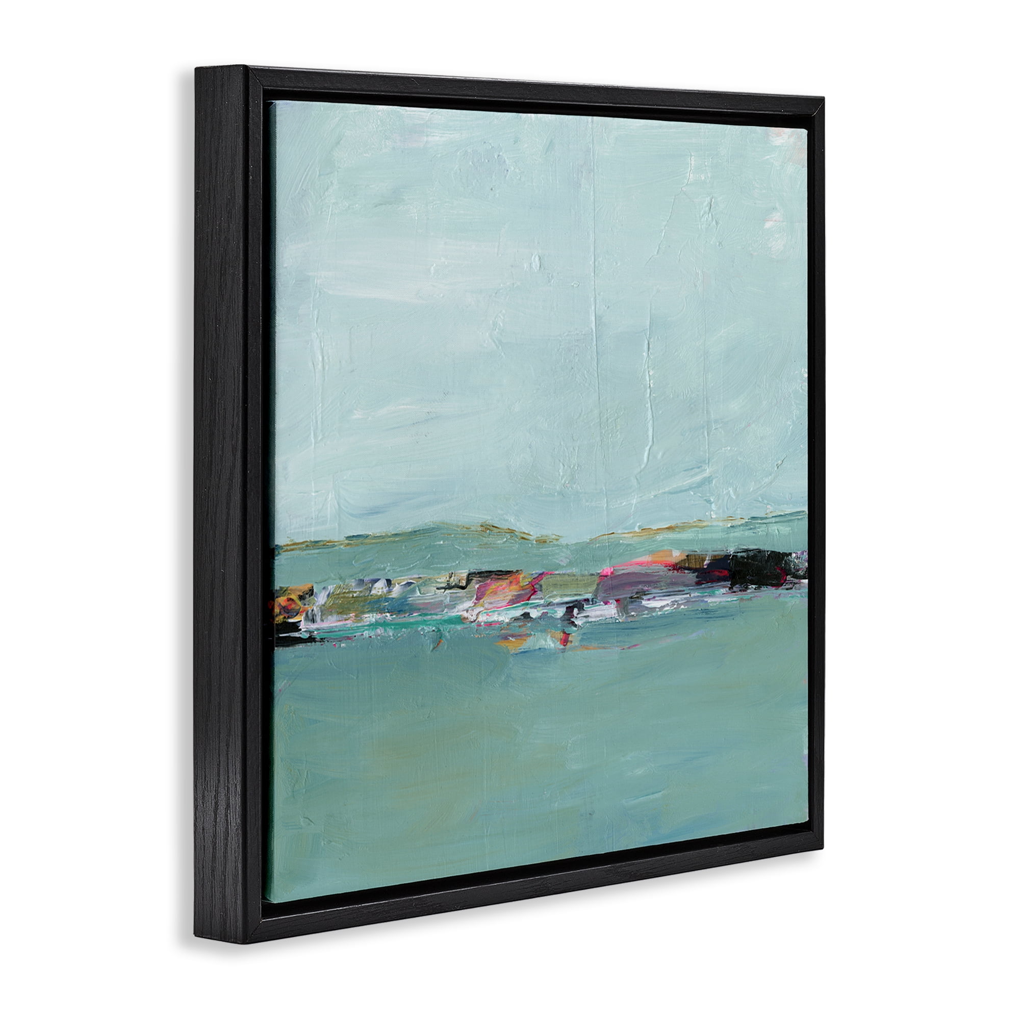 Stupell Industries Distant Ocean View Landscape & Nature Painting Black Floater Framed Canvas Art Print Wall Art, 18 x 18