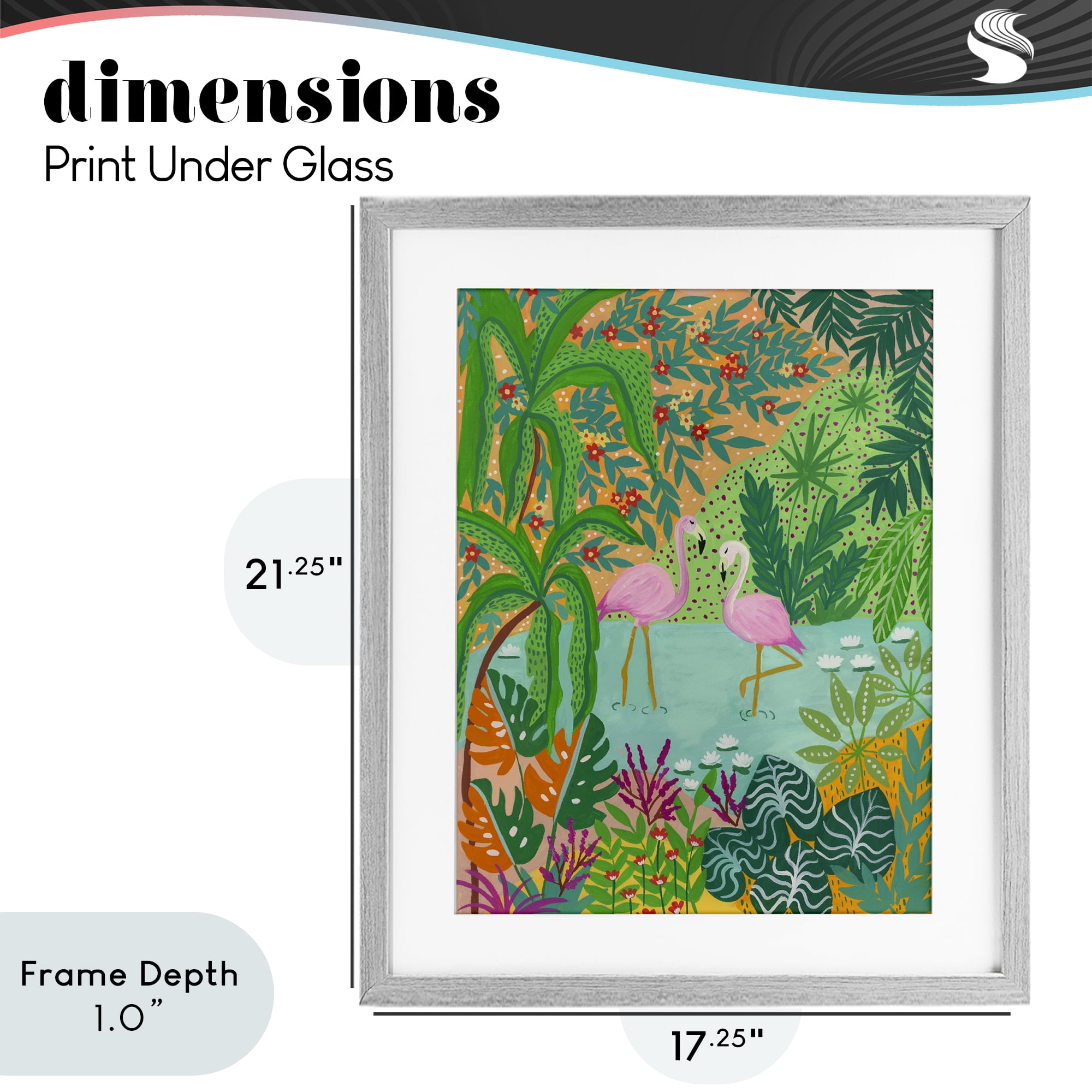 Stupell Industries Flamingos in Dotted Pond Gray Framed Print Under Glass, design by Nabeela Rumi