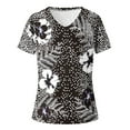 thumbnail image 4 of Summer Tops Viikei Womens Short Sleeve Tops Casual Plus Size Loose Fit Comfy Basic Tee Stylish V-Neck Floral Printing Graphic Tee for Womens Clothes for Spring Summer Women's Fashion T-shirt, 4 of 4