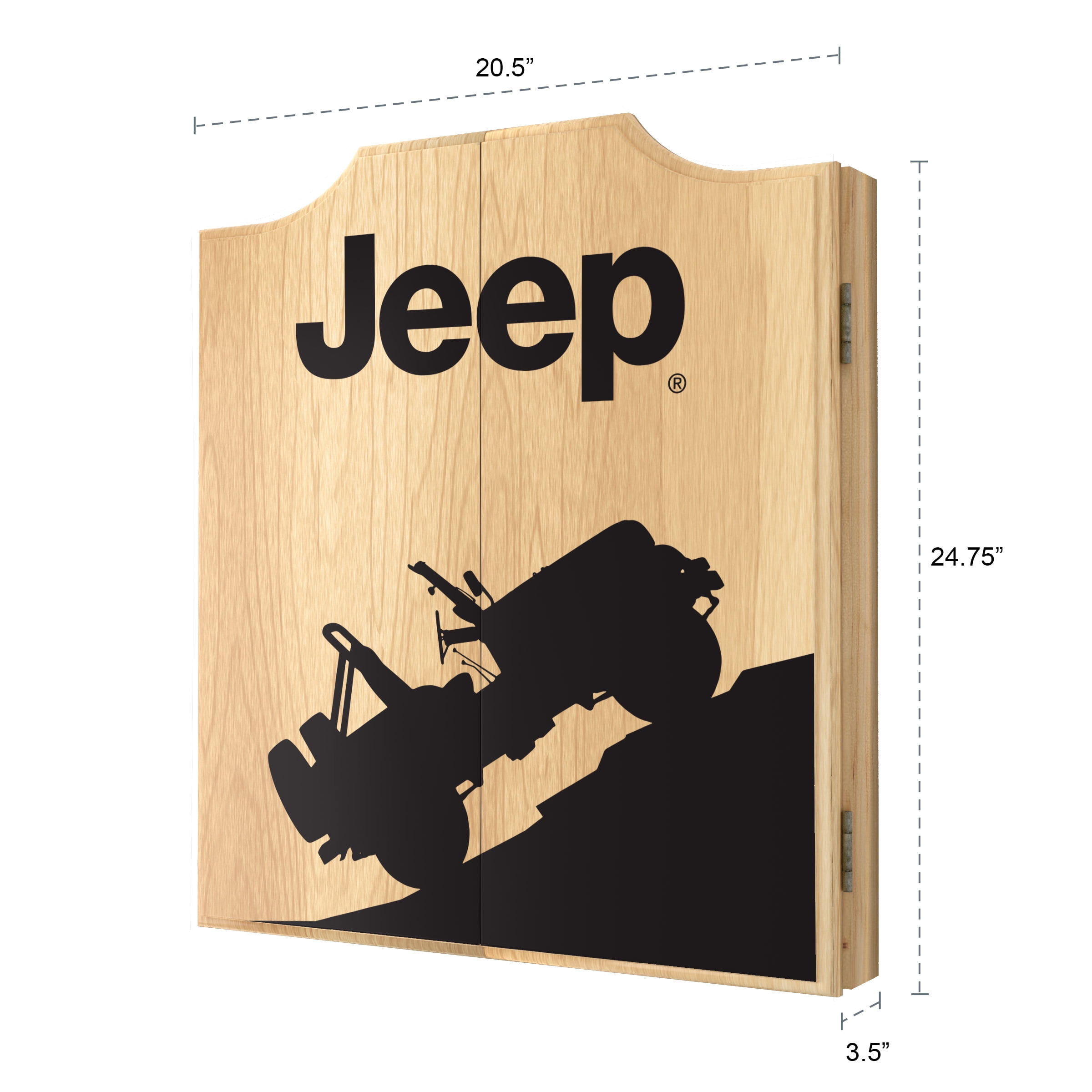 Jeep Silhouette Dart Board Cabinet Set with 6 Steel Tip Darts