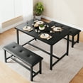 thumbnail image 3 of 3-Piece Dining Table Set with Bench & Metal Frame, Breakfast Nook Set for 4, 3 of 8