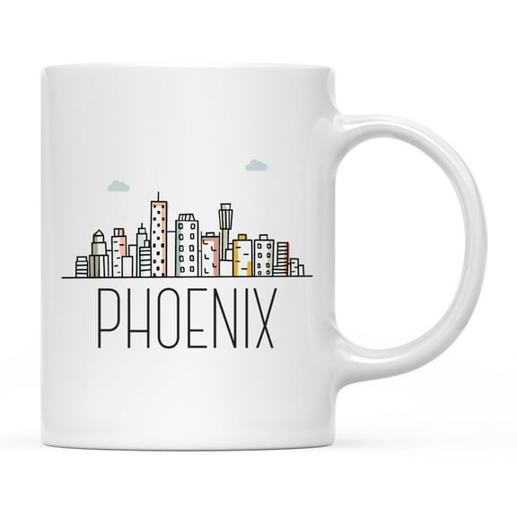 Koyal Wholesale Colorful City Skyline Graphic Ceramic Coffee Mug, Phoenix