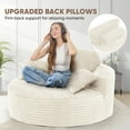 thumbnail image 6 of Hawsaiy 56.3" Oversized Round Chaise Lounge Sofa, Deep Seat Sleeper Loveseat with 3 Supportive Pillows, Wide Armrest, No Assembly Required, Corduroy Fabric Sofa Bed for Living Room or Bedroom, 6 of 10