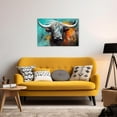 thumbnail image 3 of ZHONGYUTONG Highland Cow Canvas Wall Art Abstract Highland Cow Poster Prints Colorful Animals Pictures for Country Kitchen Bathroom Decor Framed (24.00" x 36.00"), 3 of 6