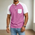 thumbnail image 2 of cllios Mens Raglan Short Sleeve Henley Shirts Loose Fit Contrast Color T-Shirts with Chest Pocket Lightweight Casual Summer Tops, 2 of 6
