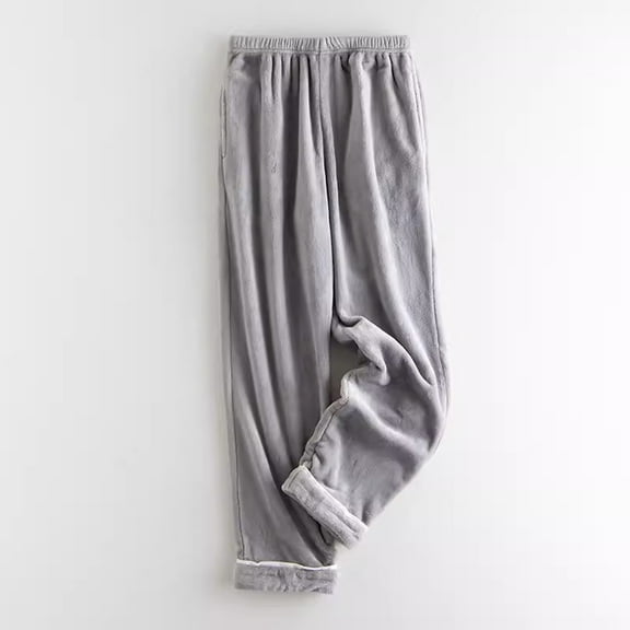 Dxzfnsa Soft Pajama Pants for Men Mens Fleece Fuzzy Home Bottoms Flannel Elastic Waist Solid Color Pajama Trousers Winter Baggy Lounge Pants